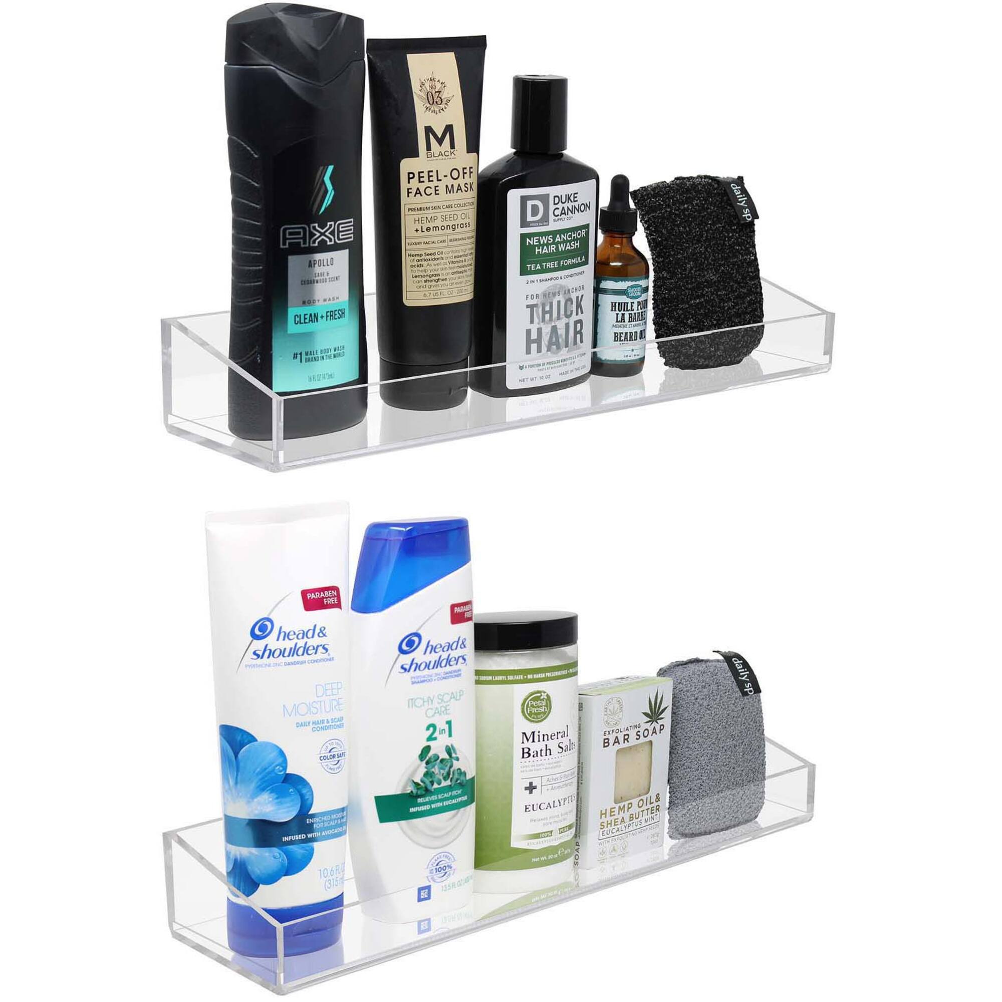 Sorbus 16" Acrylic Bathroom Floating Display Shelves, 2ct.